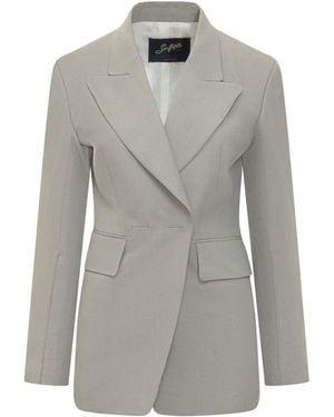 The Seafarer Solid Notched Lapel Blazer - Gray