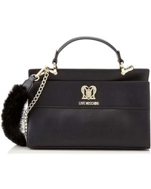 Love Moschino Logo Plaque Small Satchel - Black