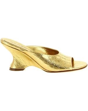 Dries Van Noten Open-Toe Leather Mules - Metallic