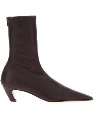 KHAITE Leather Ankle Boots - Brown