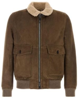 Moorer Shirt Collar Jacket - Brown