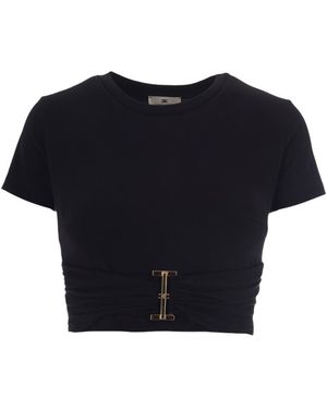 Elisabetta Franchi Crew Neck Top - Black