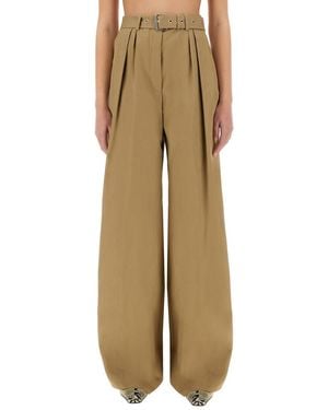 Dries Van Noten Flared Pleated Pants - Natural