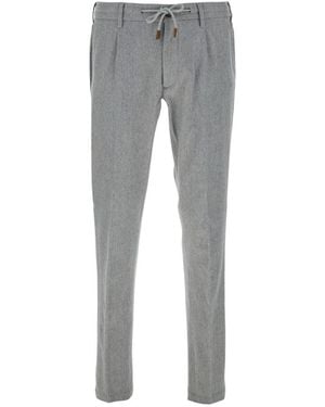 Eleventy Trousers With Elastic Drawstring Waist - Grey