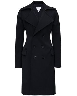 Bottega Veneta Peaked Lapel Trench Coat - Black