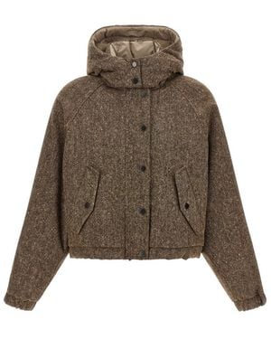 Brunello Cucinelli Textured Hood Jacket - Brown