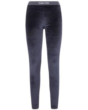 Tom Ford Stretch Lustrous Velour Leggings - Blue