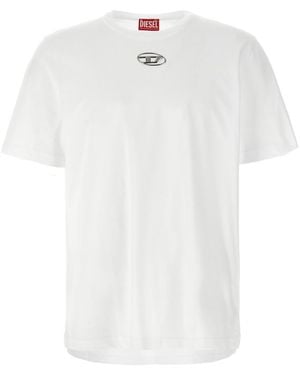 【DIESEL】T-ADJUST-DOVAL-PJ WHITE Men's T-shirt with Oval D patch | White | Diesel