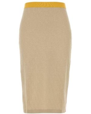 Fendi Stretch Midi Skirt - Natural