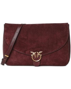 Pinko Burgundy Love Large Shoulder Bag - Purple