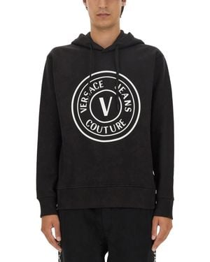 Versace Jeans Couture Logo Regular Hoodie - Black