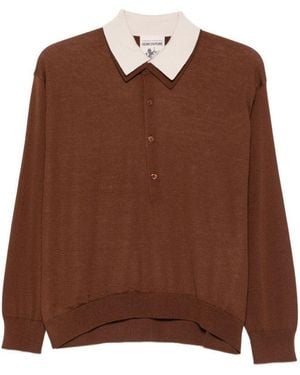 Semicouture Solid Shirt Collar Polo - Brown
