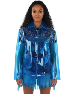 Maison Margiela Solid Shirt Collar Jacket - Blue