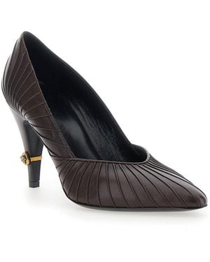 Versace Gianni Leather Court Shoes - Black