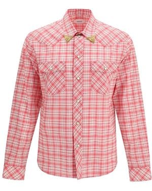 Versace Slim Checked Shirt - Pink