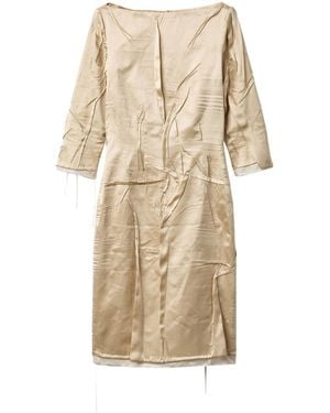 Miu Miu Crêpe Satin Silk Dress - Natural