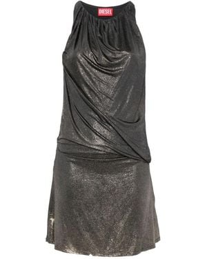 DIESEL Metallic-Effect Draped Dress - Grey