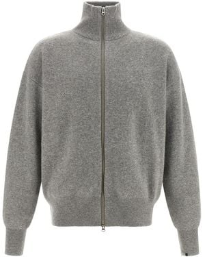 Extreme Cashmere Zip Up Turtle Neck Cardigan - Grey