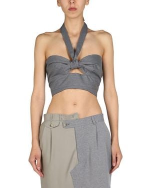 1/OFF Solid Halter Neck Top - Gray