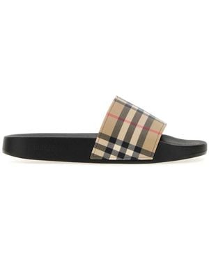 Burberry Checks Slides - White