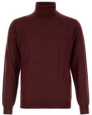 Fedeli Dark Turtle Neck Sweater - Red