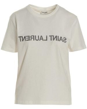 Saint Laurent Logo Cotton T-Shirt - White