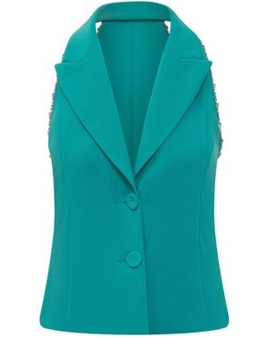 Pinko Solid Notched Lapel Blazer - Green