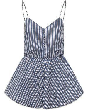 ANDAMANE Stripes V Neck Mini Dress - Blue