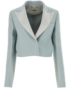 Fendi Light Wool Blend Blazer - Blue