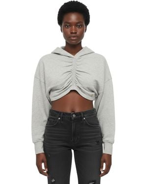 Palm Angels Solid Hood Sweatshirt - Gray