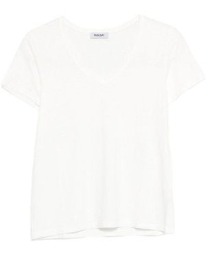 Base London Solid V Neck T-Shirt - White