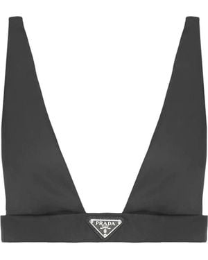 Prada Re-nylon Logo-plaque Bralette - Black