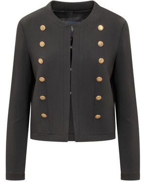 The Seafarer Solid Crew Neck Blazer - Black