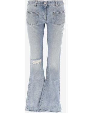 Palm Angels Low-Rise Flared Cotton Denim Jeans - Blue