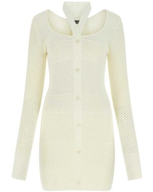 ANDREADAMO Ivory Stretch Viscose Blend Dress - White
