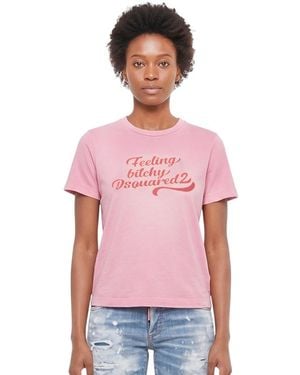 DSquared² Graphic Crew Neck T-Shirt - Pink