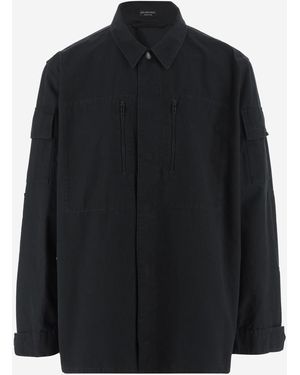BALENCIAGA black 思いがけなかっ snap botão dress shirt
