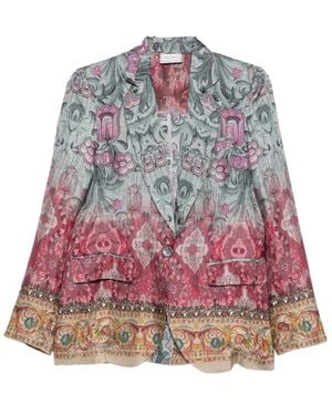 Pierre Louis Mascia Floral Notched Lapel Blazer - Red