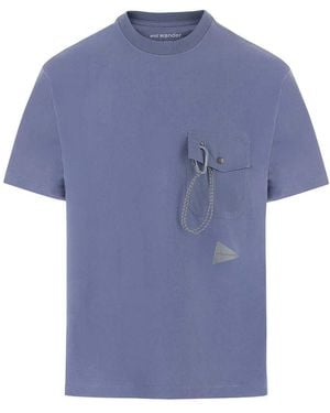 and wander Crew Neck T-Shirt - Blue