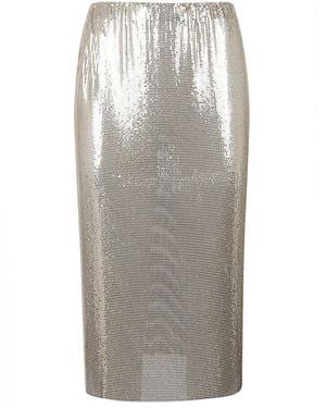 Sportmax Metallic Knit Midi Skirt With Sequin Detail - Gray