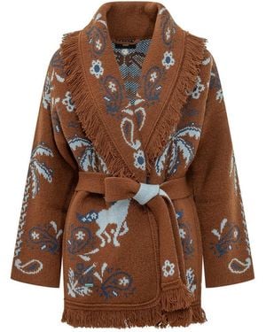 Alanui Paisley Shawl Neck Cardigan - Brown