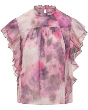 Isabel Marant Mini Top With Ruffled Sleeves - Pink