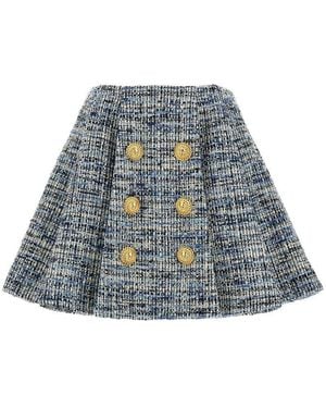 Balmain Tweed Skirt - Blue