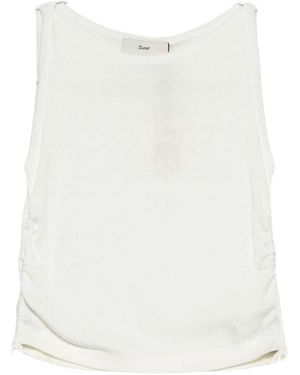 DUNST Solid Round Neck Top - White