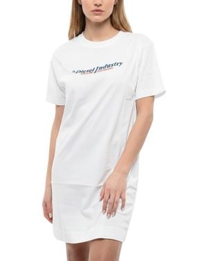 DIESEL Logo Crew Neck Mini Dress - White