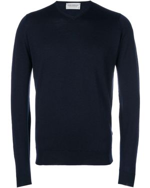 John Smedley V-Neck Sweater - Blue