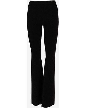 Versace Medusa Flared Stretch Viscose Jersey Trousers - Black