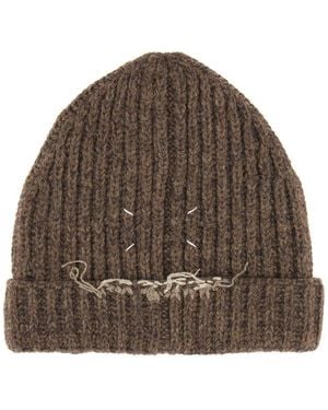 Maison Margiela Knitted Beanie Hat - Brown