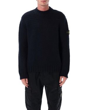 Stone Island Crewneck Wool Sweater - Blue