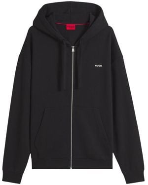 HUGO Zip Up Logo Hoodie - Black